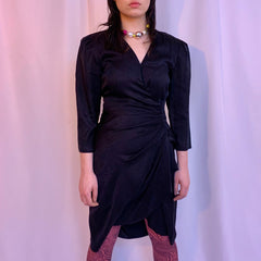 80’s silk ruched surplice dress